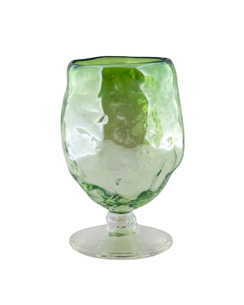 جام شیشه‌ای سبز دست‌ساز | هنر اصیل شیشه فوتی