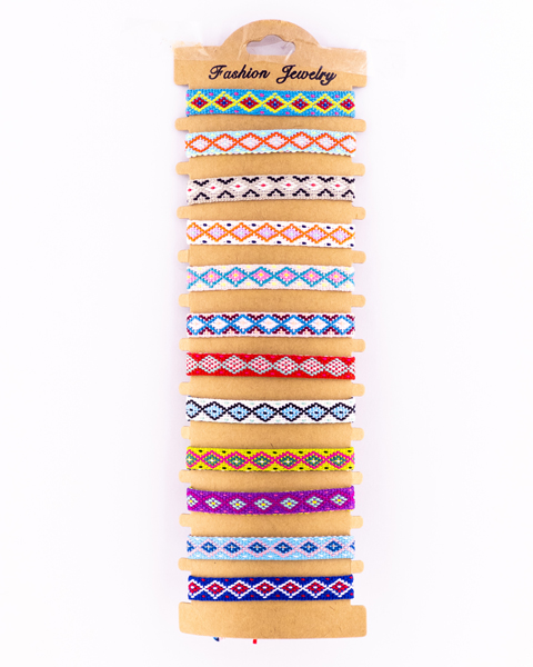 دستبند ابریشمی بافت‌دار رنگارنگ | فروش عمده زیورآلات دست‌ساز