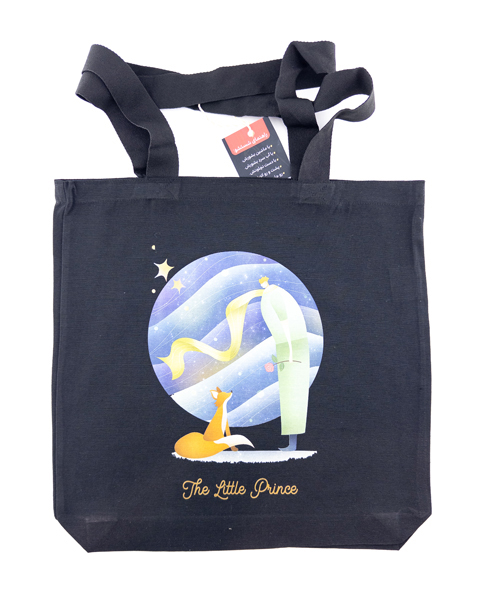 تت بگ مشکی با چاپ «شازده کوچولو و روباه» – شاعرانه، خیال‌انگیز، مناسب هدیه خاص