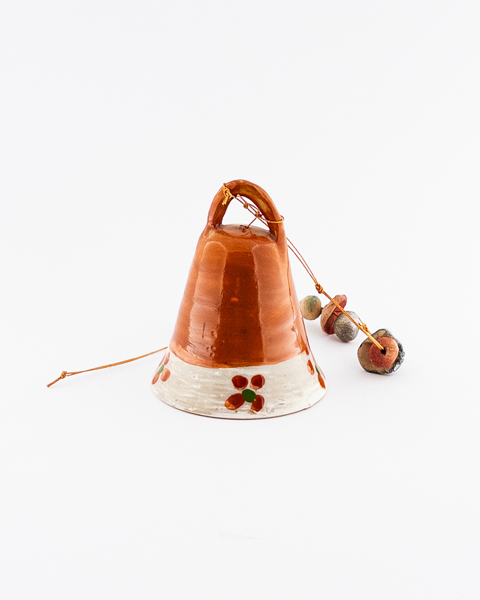 زنگوله سرامیکی دست‌ساز با نقاشی زیرلعابی، ساخته شده با چرخ سفالگری