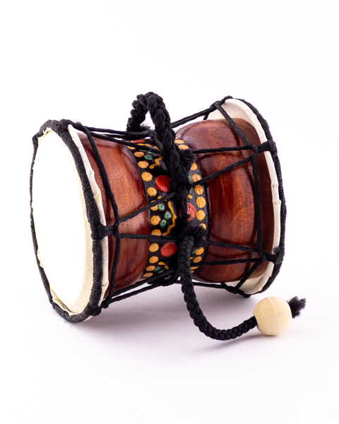 طبلک (دامارو) دستساز نپال | طبل مراقبه و ریتمیک سنتی با مهره‌های کوبنده