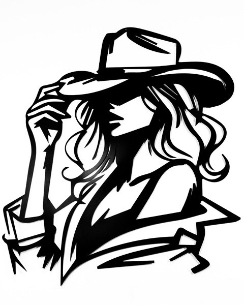 دیوارکوب فلزی طرح زن با کلاه– دکوری خاص و هنری برای دیوار منزل، کافه و فضاهای مدرن