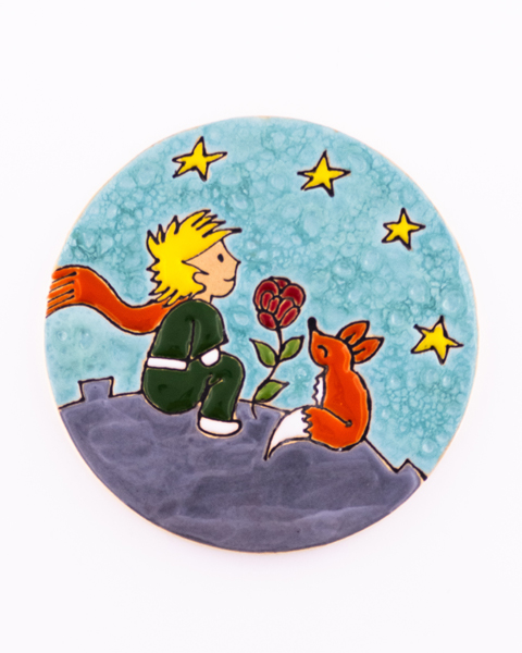 کاشی دایره‌ای هفت‌رنگ طرح شازده کوچولو – هنر سرامیک با الهام از داستانی جاودانه