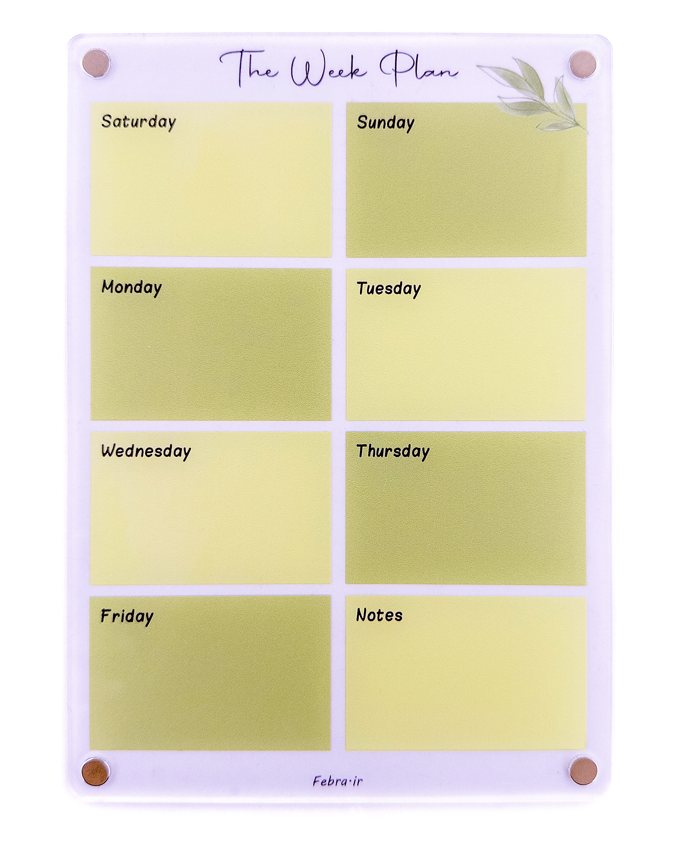 پلنر هفتگی و یادداشت شفاف(پلکسی-اکرلیک) با مگنت قوی–برنامه‌ریز هفتگی مناسب یخچال و سطوح فلزی