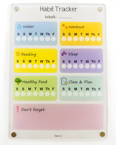 پلنر ایجاد و ترک عادت شفاف(پلکسی/اکرلیک) با مگنت قوی–مناسب برنامه‌ریزی روزانه و عادت‌سازی