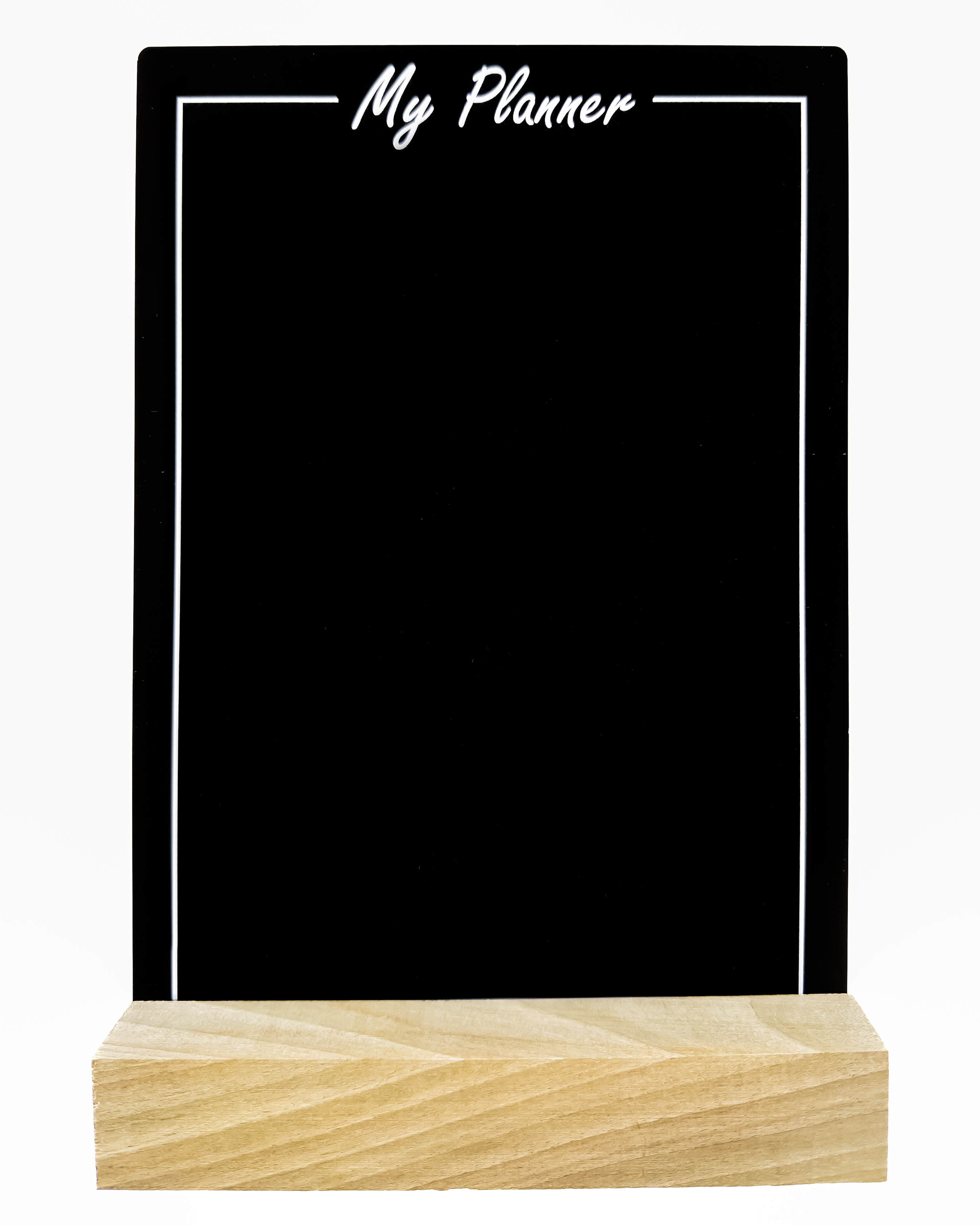 پلنر طرح تخته‌سیاه از جنس پلکسی و اکریلیک با پایه چوبی–تخته یادداشت رومیزی قابل نوشتن و پاک‌شدن
