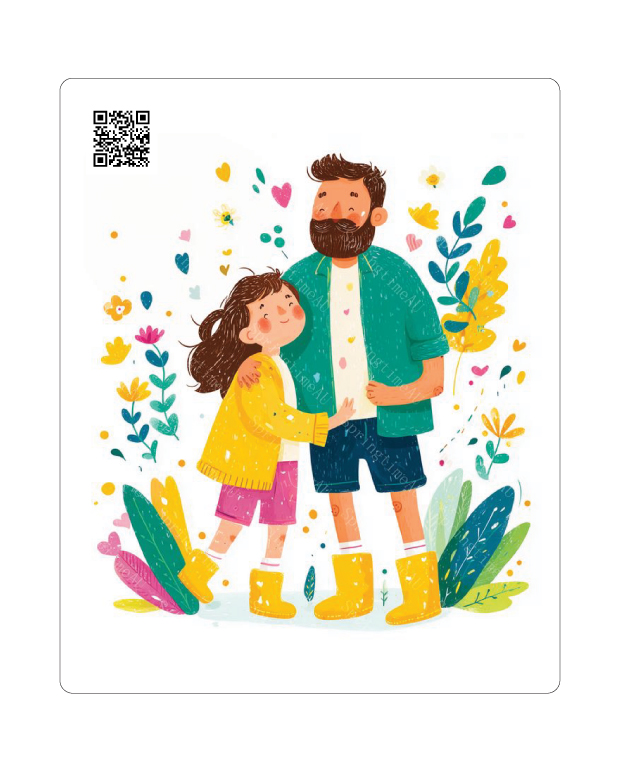 کارت پستال فانتزی گیفت‌کارت با QRCode و محتوای صوتی – طرح پدر و دختر