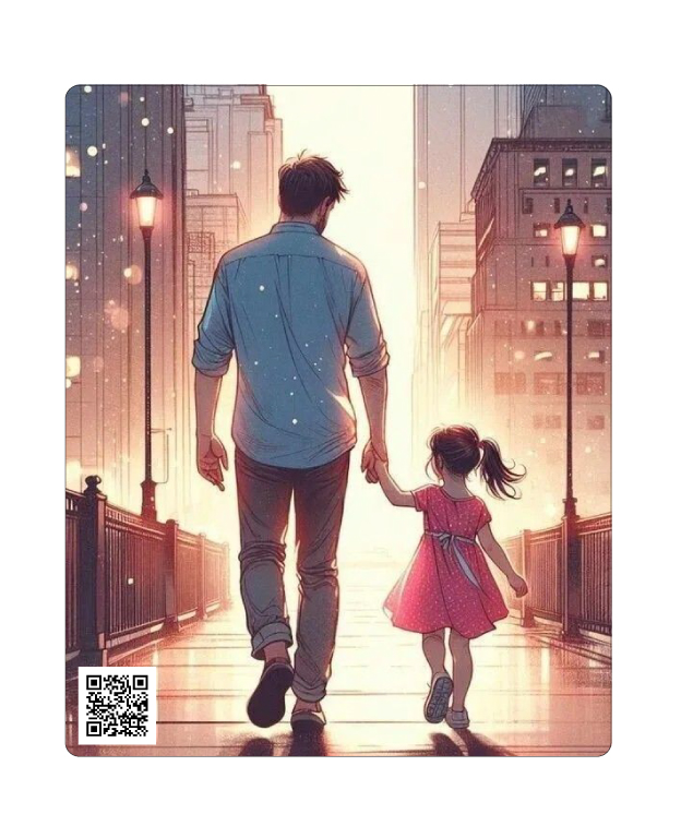 کارت پستال فانتزی گیفت‌کارت با QRCode و محتوای صوتی – طرح پدر و دختر