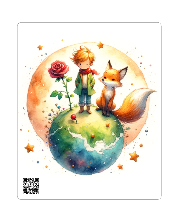 کارت پستال صوتی طرح شازده کوچولو و روباه | با QR Code اختصاصی و پیام صوتی