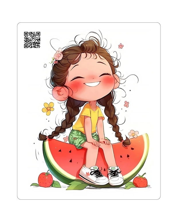 کارت پستال صوتی یلدایی طرح دختر خندان روی هندوانه | با QR Code اختصاصی