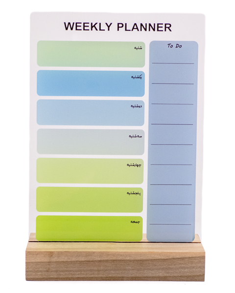 پلنر برنامه‌ریزی هفتگی شفاف(اکرلیک)با پایه چوب روس–شامل روزهای هفته فارسی و بخش To Do