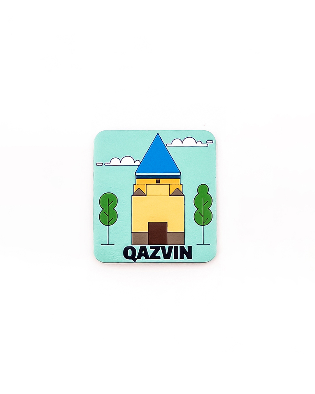 مگنت دست‌ساز نقاشی‌شده با رنگ اکریلیک طرح بقعه حمدالله مستوفی قزوین یادگاری هنری و اصیل از شهر قزوین