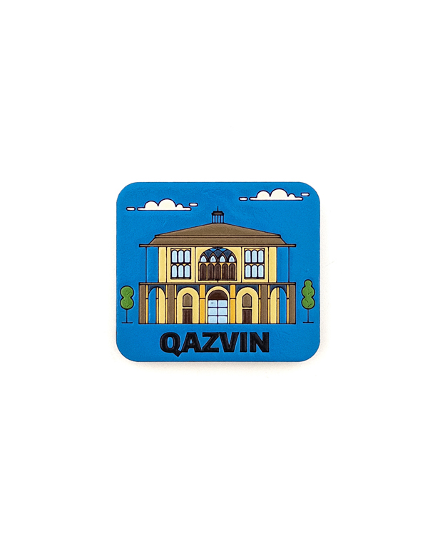 مگنت چوبی دست‌ساز نقاشی‌ اکرلیک | نماد تاریخی قزوین – طرح کاخ چهلستون(عمارت کلاه‌فرنگی)